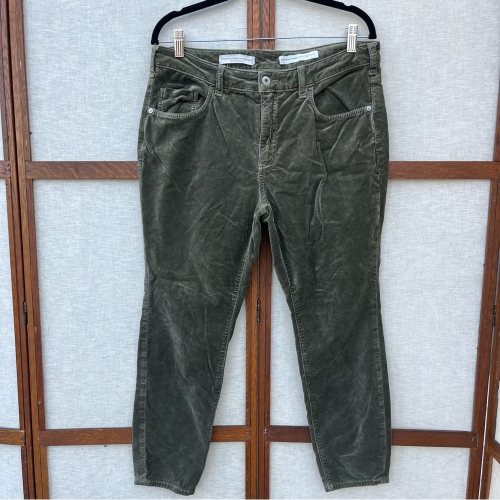 Anthropologie Pilcro and the Letterpress High-Rise Skinny Green Velveteen Pants